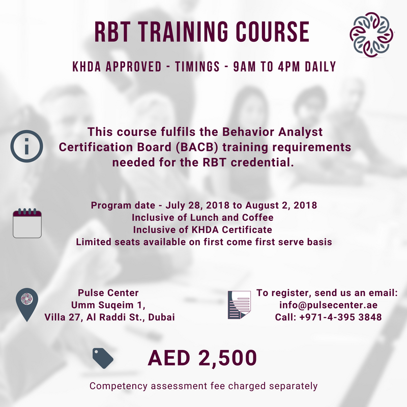 RBT Training Course - KHDA Approved - Daily 9AM to 4PM
